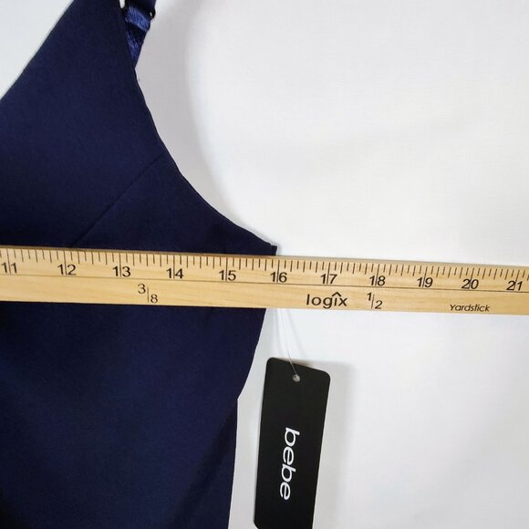 bebe Women's XS Navy Adjustable Spaghetti-Strap Mini Dress NWT - Picture 4 of 9